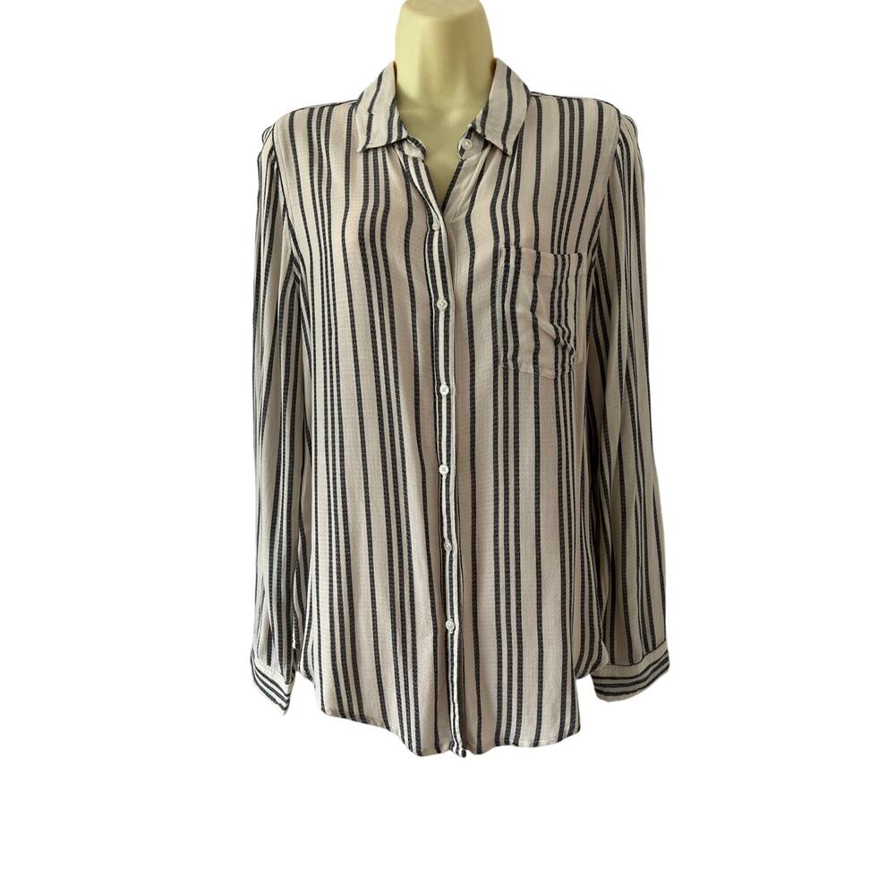 Lucky Brand- Striped Blouse Button Up Womens Size Medium
